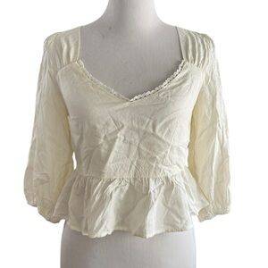 NWT Lush Cream Peplum Blouse Size S